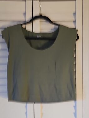 Sleeveless Scoop Neck Crop Top - Olive Green By Jockey